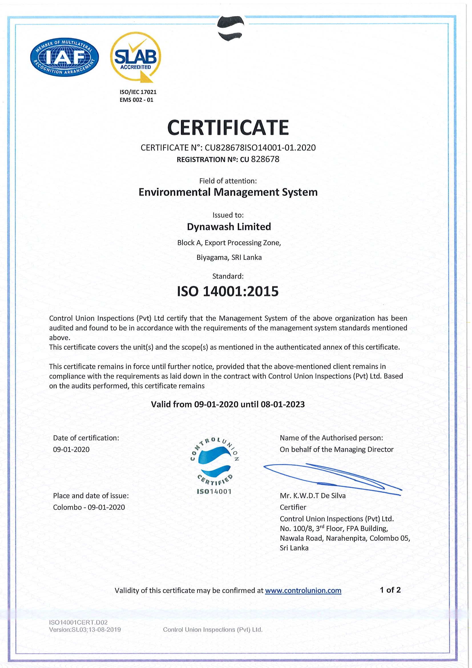 ISO 14001:2015 Environmental Management System